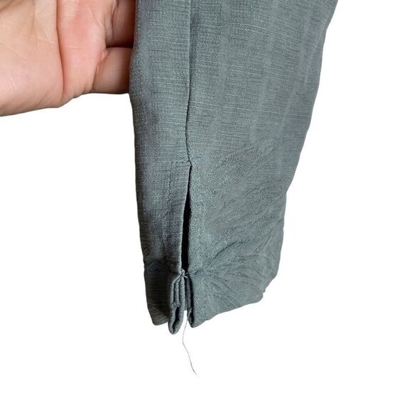 Paradise Blue Mens Luau Camp Button Up Shirt M Sage Green Hawaiian Embroidered - Picture 4 of 7